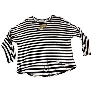 Meesh & Mia PURDUE UNIVERSITY Women’s SM SHIRT Striped Black White Gold Top USA